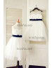 Ivory Pleated Chiffon Tulle Knee Length Wedding Flower Girl Dress